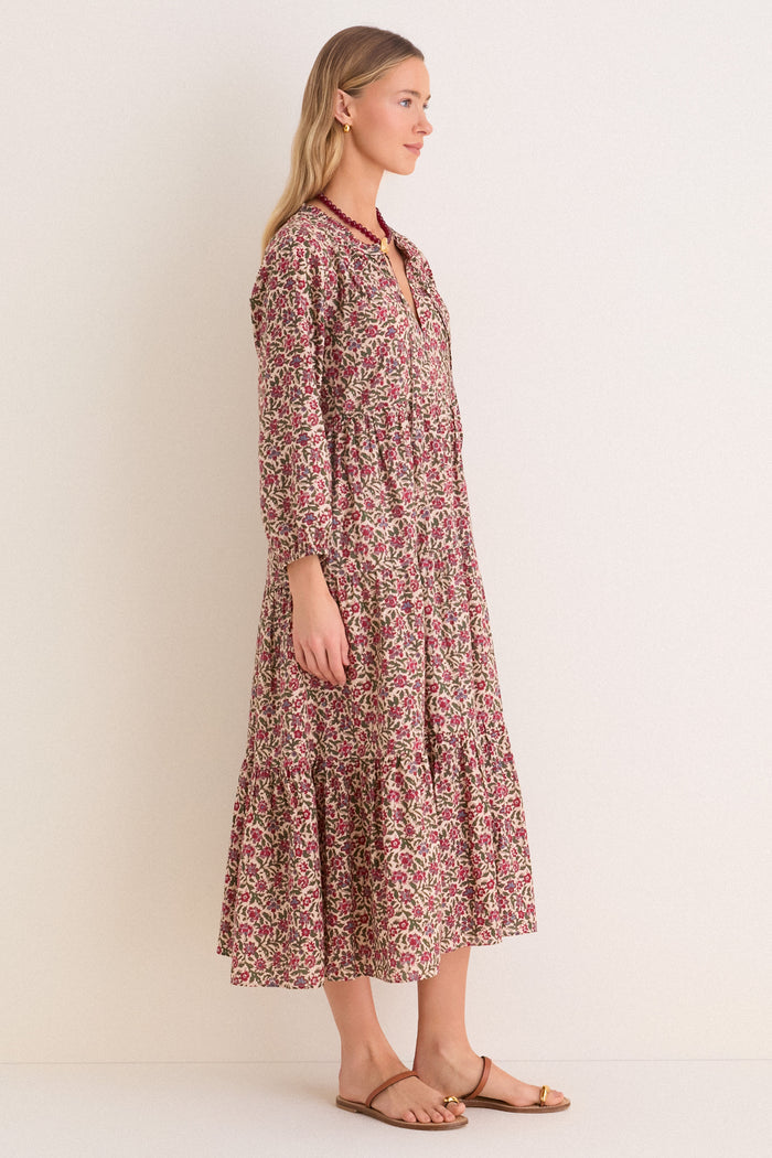 Framboise Floral Long Sleeve Salty Paloma Caftan