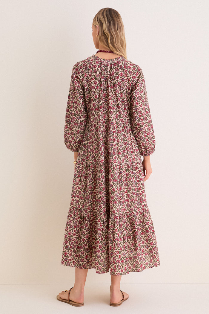 Framboise Floral Long Sleeve Salty Paloma Caftan