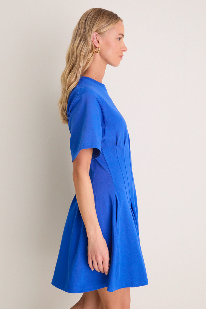 Gala Blue Knit Crew Neck Short Sleeve Dress