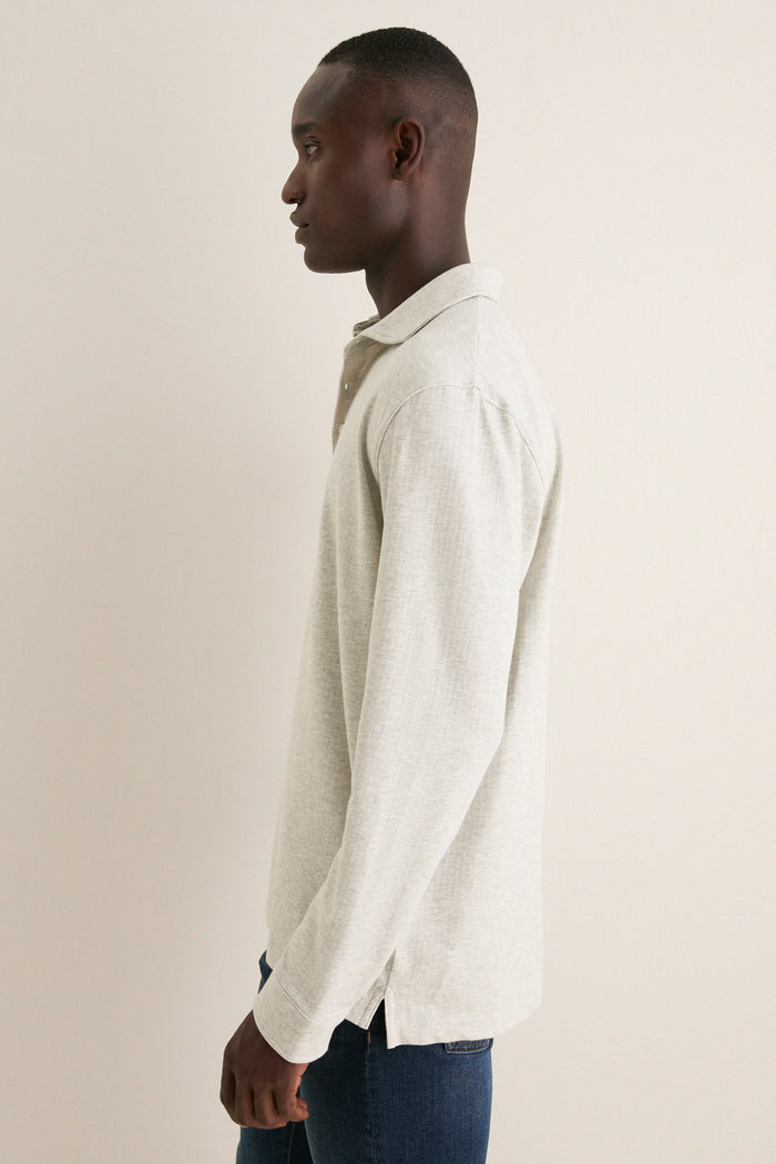 Gale Gray Herringbone Long Sleeve Polo
