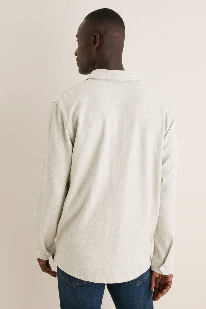 Gale Gray Herringbone Long Sleeve Polo