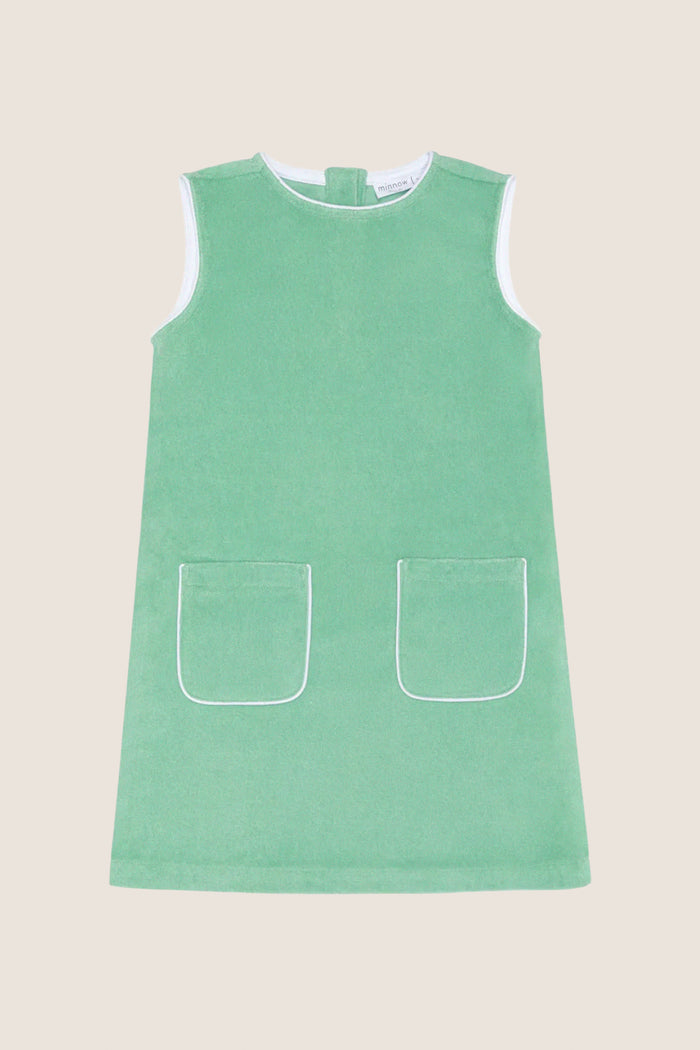 Girls Green French Terry Simple Dress
