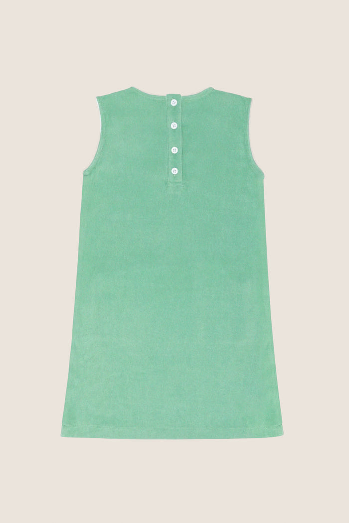 Girls Green French Terry Simple Dress