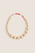 Gold and Red Jasper Large Beaded Metal Ball Necklace