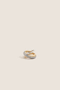 Gold Aya Pinky Ring: A classic, high-end design featuring interwoven yellow gold and white metal bands, with pavé-set stones, offering an effortless and fun elegance.