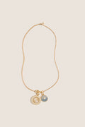 Gold, Clear and Sapphire Multi Strength and Peace Coin Necklace