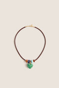 Gold, Cognac and Multi Semi Sliders on Leather Cord Necklace