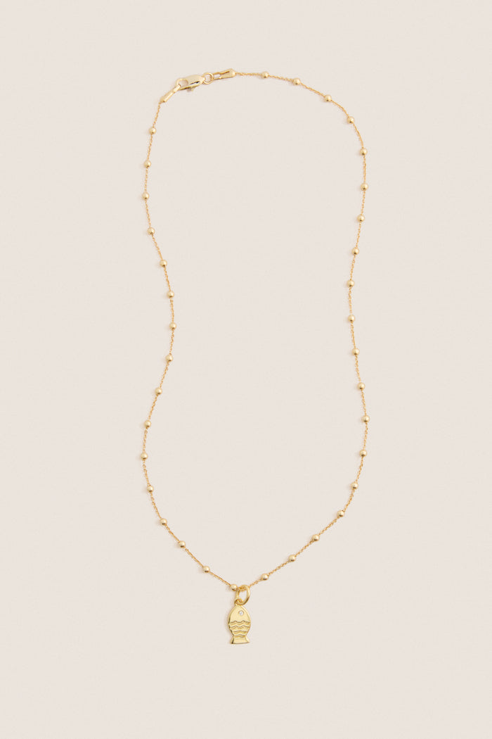 Gold Fish Mini Charm Necklace