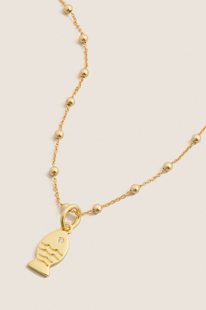 Gold Fish Mini Charm Necklace