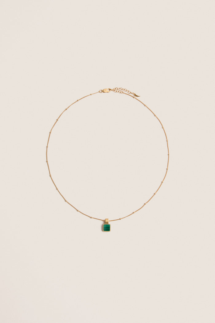 Gold Lucy Williams Square Malachite Necklace