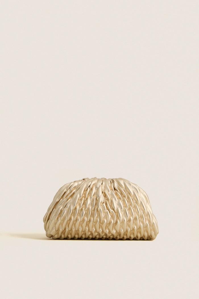 Gold Metallic Lacey Clutch Bag