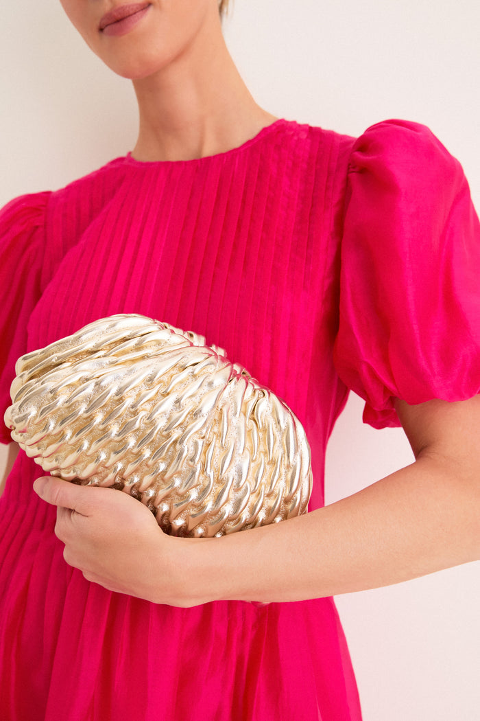 Gold Metallic Lacey Clutch Bag