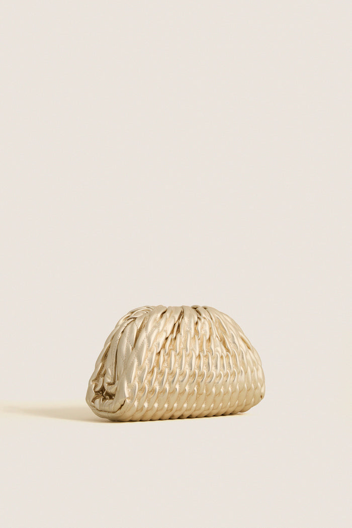 Gold Metallic Lacey Clutch Bag