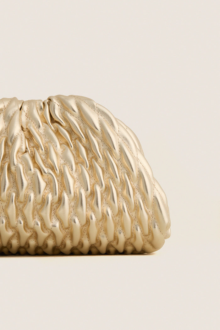 Gold Metallic Lacey Clutch Bag