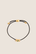 Gold Molten Gemstone Baguette Cord Bracelet
