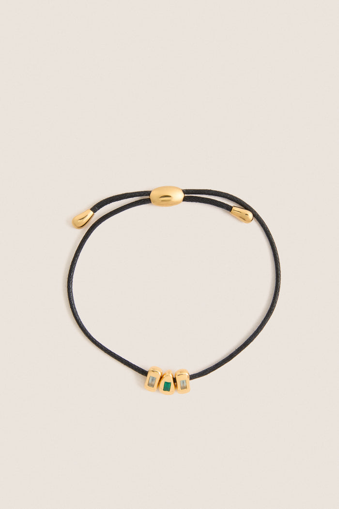 Gold Molten Gemstone Baguette Cord Bracelet