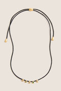Gold Molten Gemstone Baguette Slider Cord Necklace