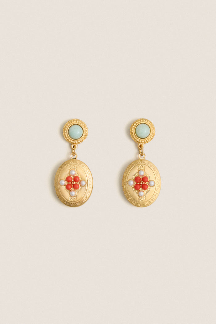 Gold Plated Frida Locket Earrings