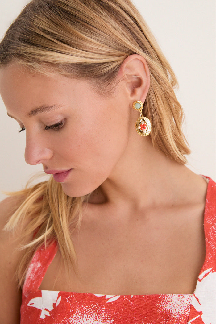 Gold Plated Frida Locket Earrings
