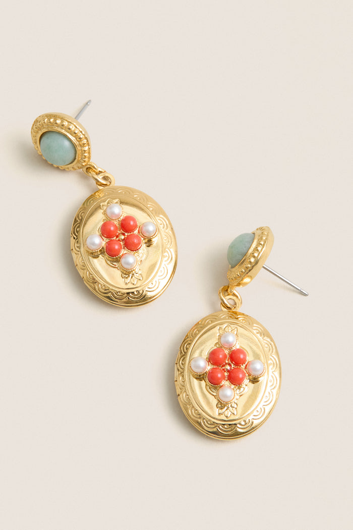 Gold Plated Frida Locket Earrings