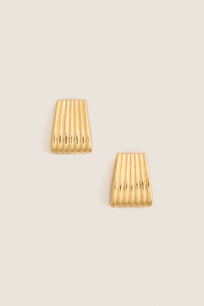 Gold Ribbed Earrings