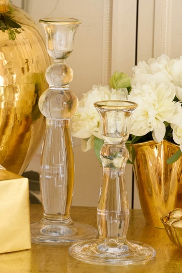 Gold Rim Sancia Extra Tall Taper Candleholders