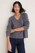 Graphite Cashmere Cable Knit Alice Sweater