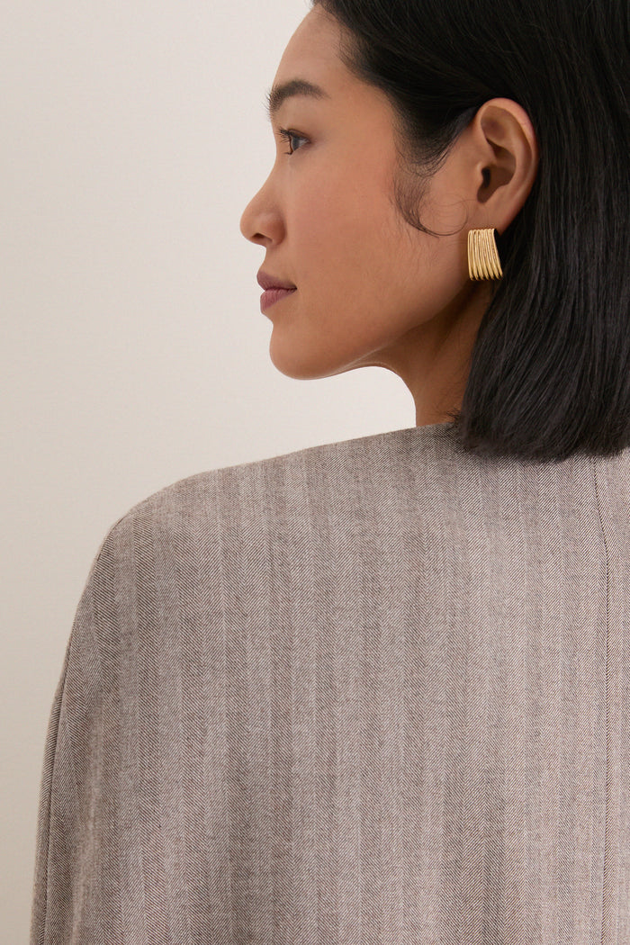 Gray Herringbone Drew Cape