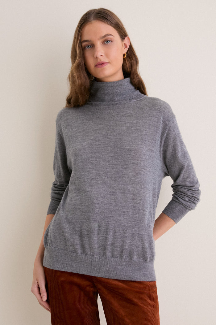 Gray Merino Whitney Turtleneck