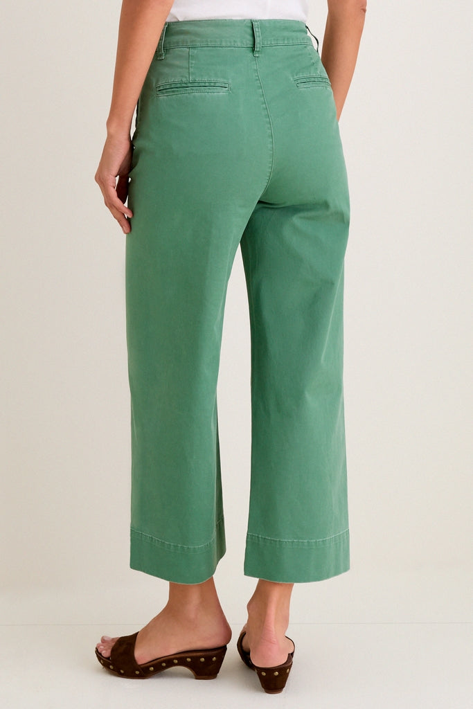Green Chino Wide Leg Davis Pants