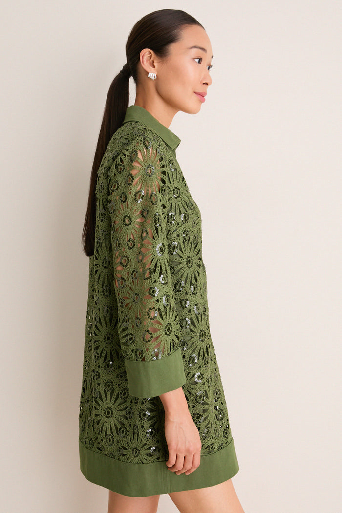 Green Crochet Sparkle Collier Dress