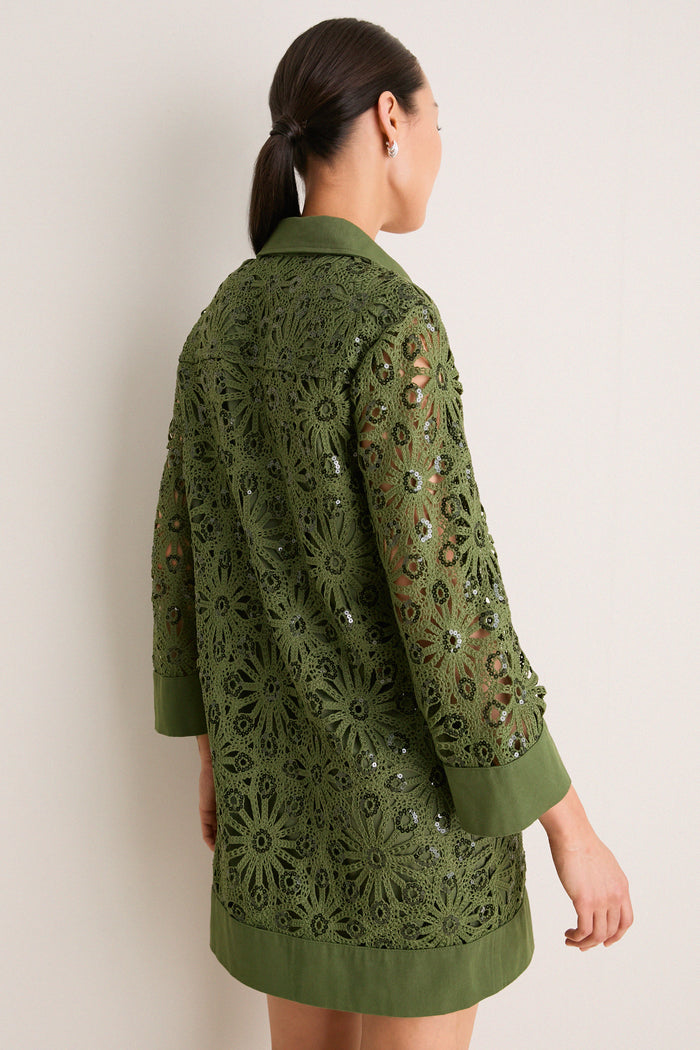 Green Crochet Sparkle Collier Dress