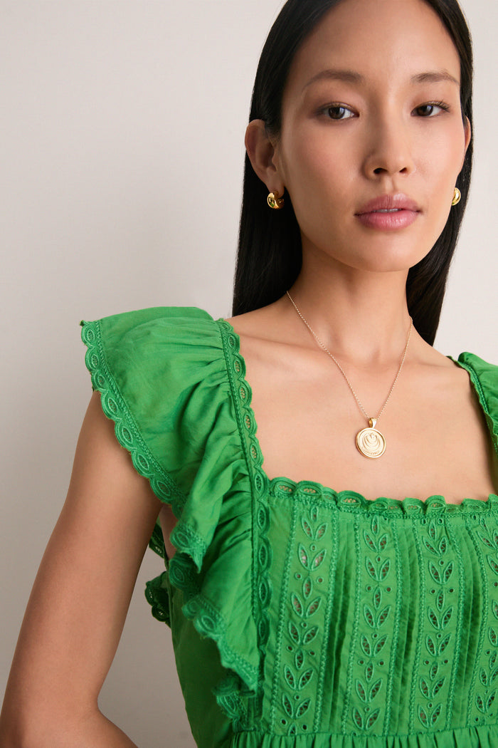 Green Eliza Solid Sleeveless Midi Dress