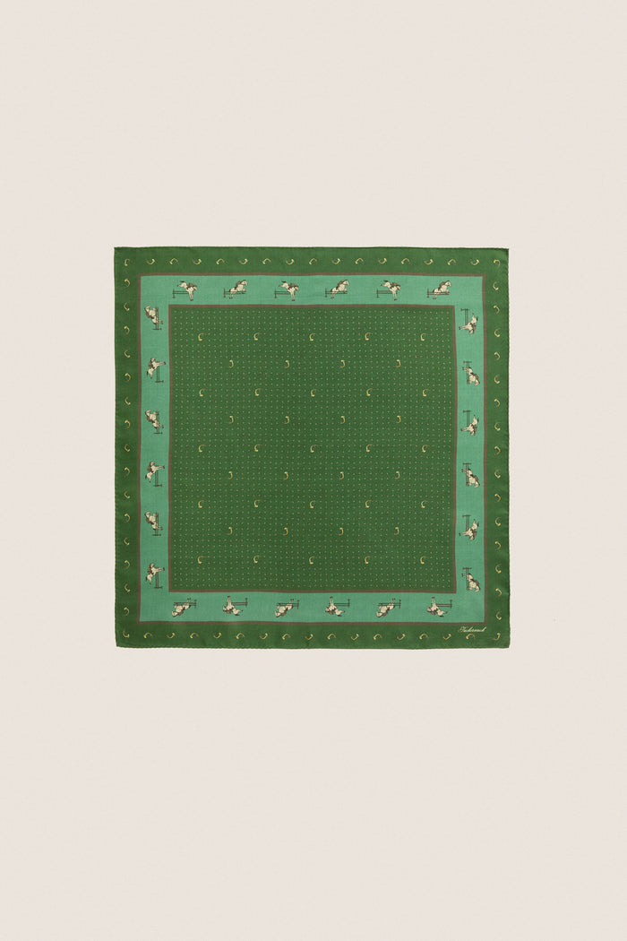Green Equestrian Small Silk Scarf