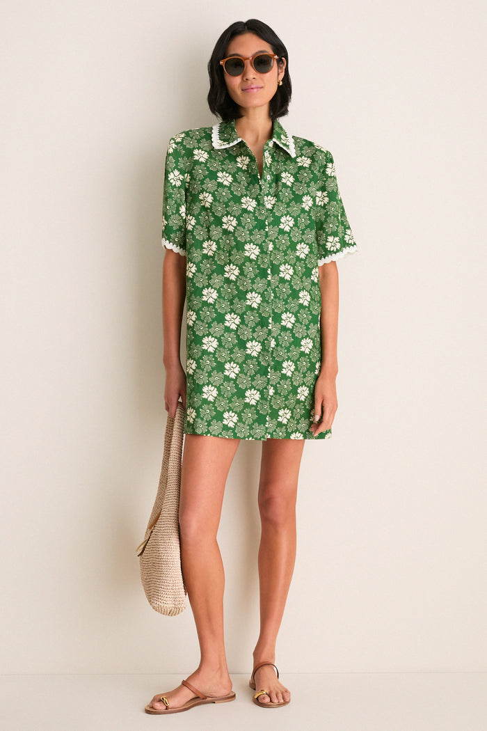Green Gloria Print Mini Dress Coverup