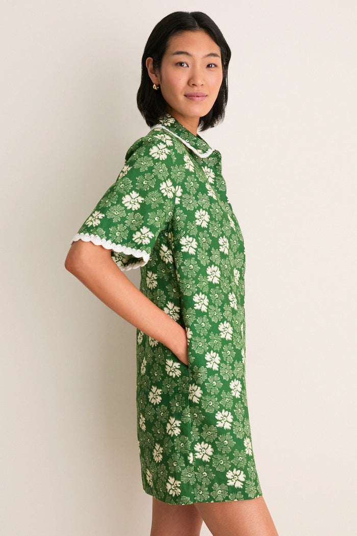 Green Gloria Print Mini Dress Coverup