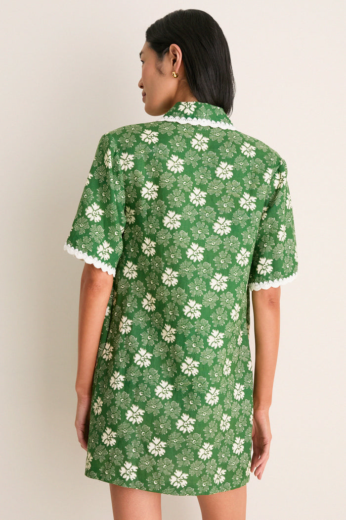 Green Gloria Print Mini Dress Coverup
