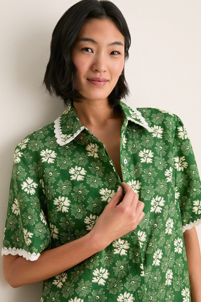 Green Gloria Print Mini Dress Coverup