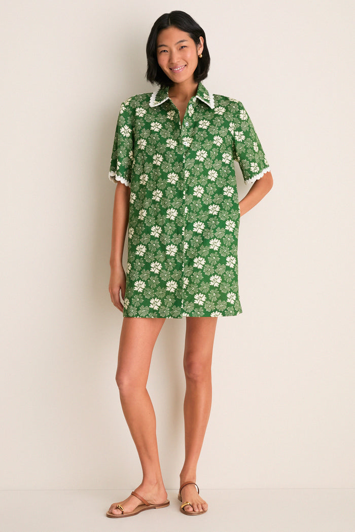 Green Gloria Print Mini Dress Coverup