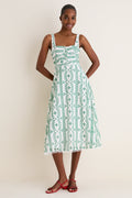 Green Multi Embroidered Detail Midi Dress