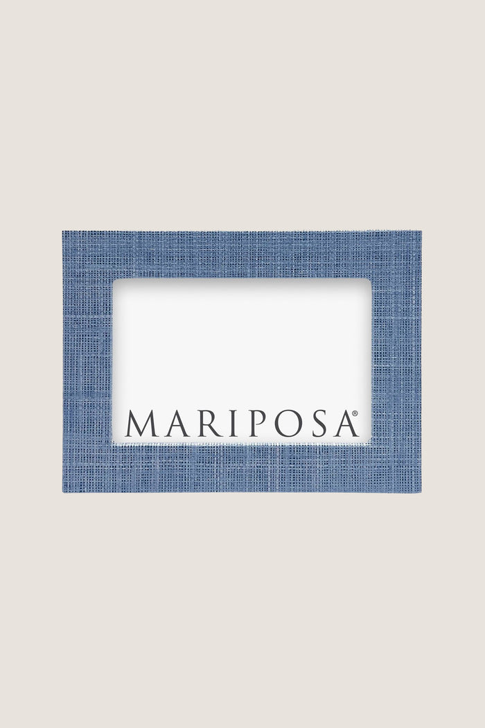 Heather Blue Faux Grasscloth 4x6 Frame