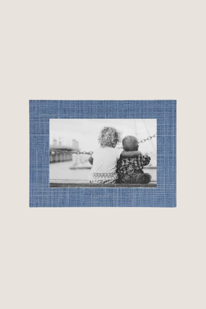 Heather Blue Faux Grasscloth 4x6 Frame