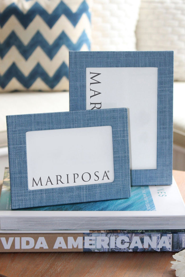 Heather Blue Faux Grasscloth 5x7 Frame