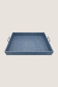 Heather Blue Faux Grasscloth Tray