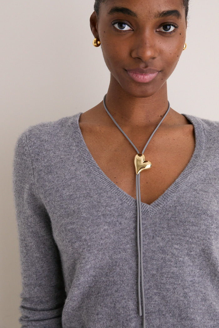 High Polish Gold Art Heart Bolo Tie