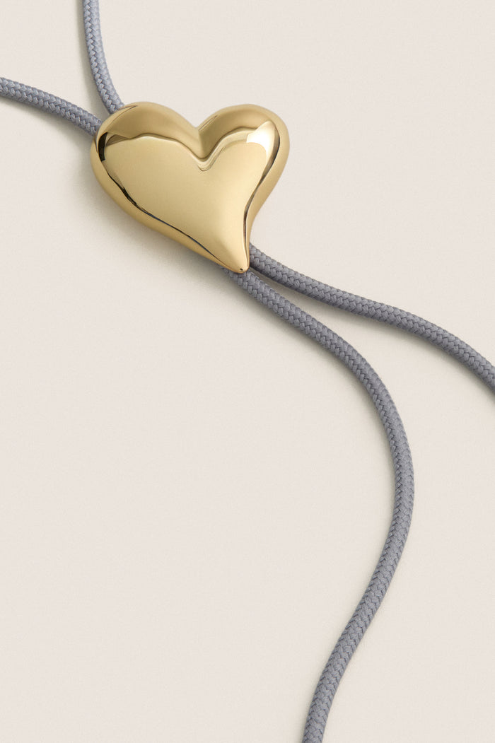 High Polish Gold Art Heart Bolo Tie