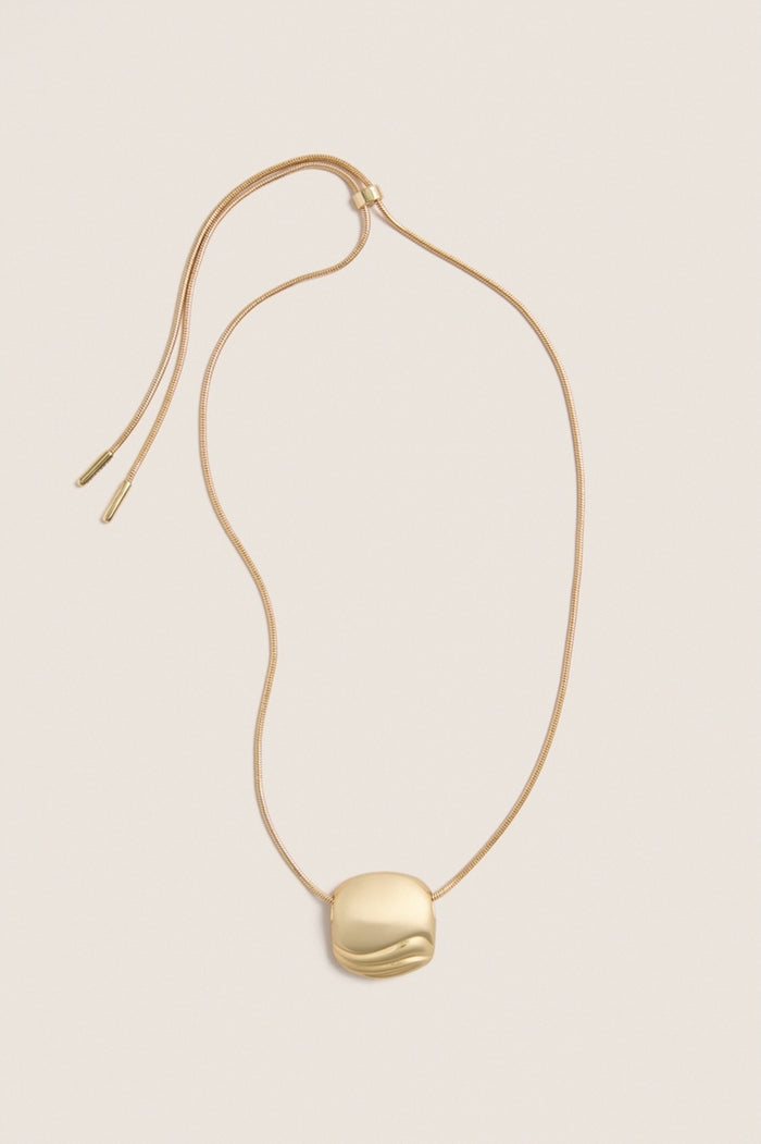 High Polish Gold Rue Pendant Necklace