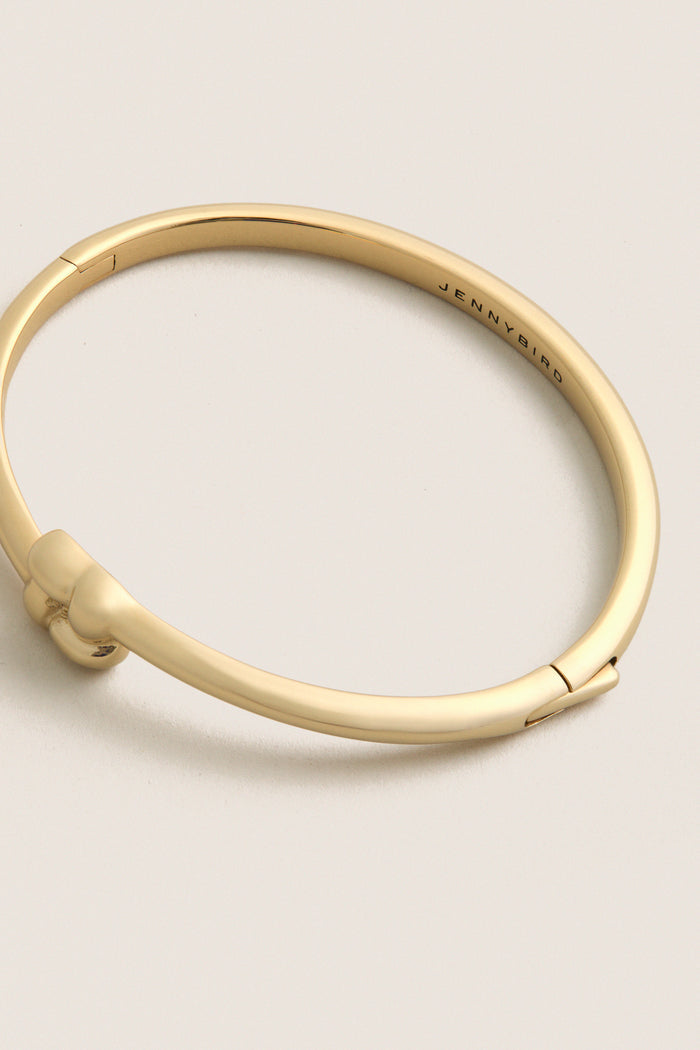 High Polish Gold Slim Woven Square Bangle