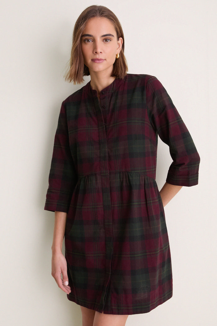 Highland Plaid Royal Shirt Dress