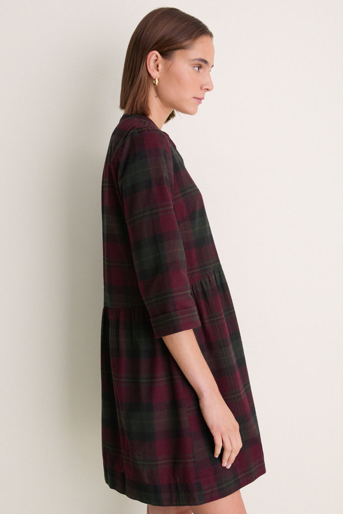 Highland Plaid Royal Shirt Dress